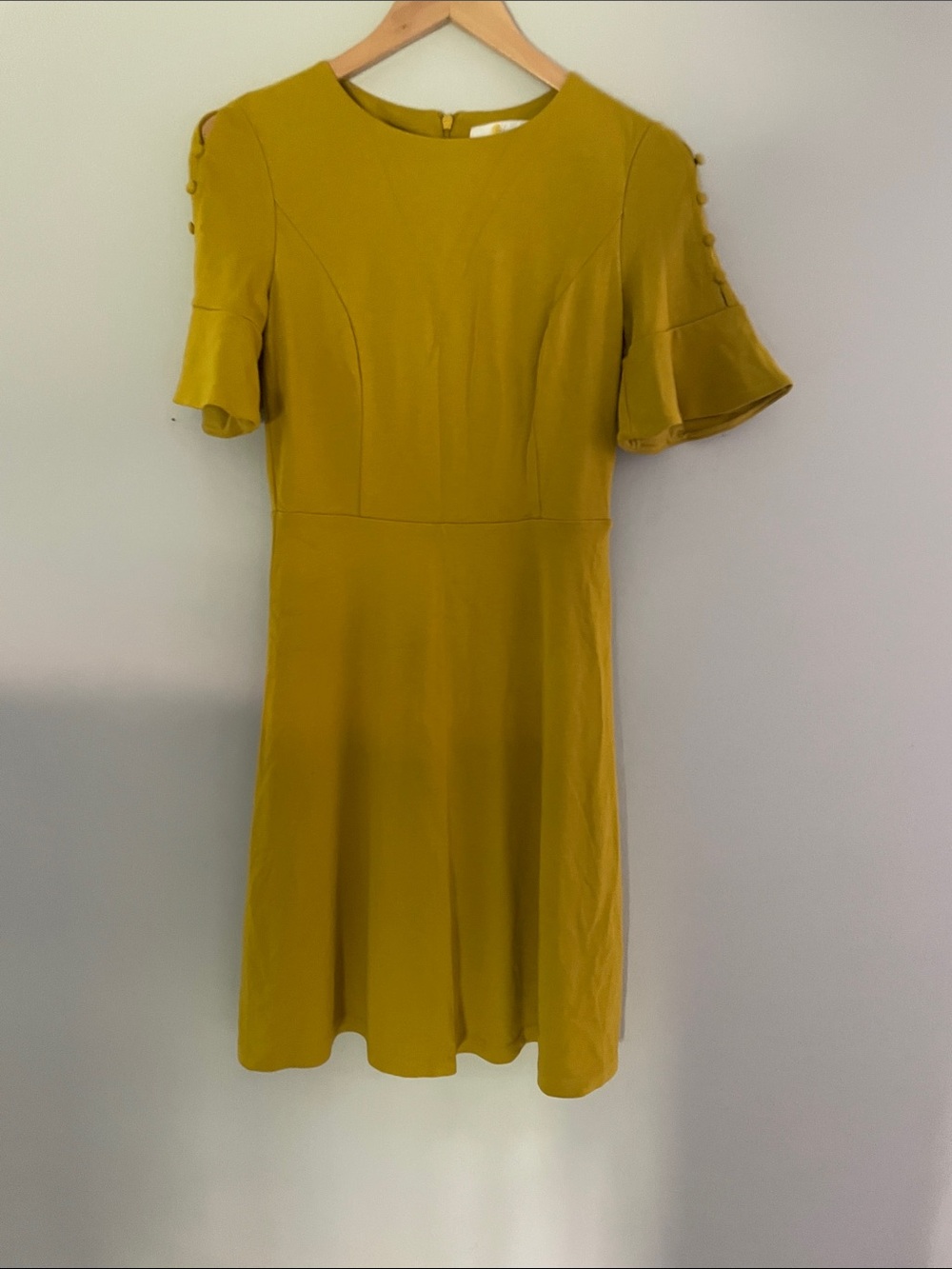 Boden Mustard Yellow Flutter-Sleeve Dress size: 6P